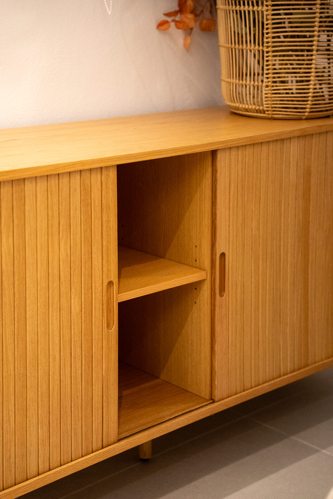 Rattan console and shelving