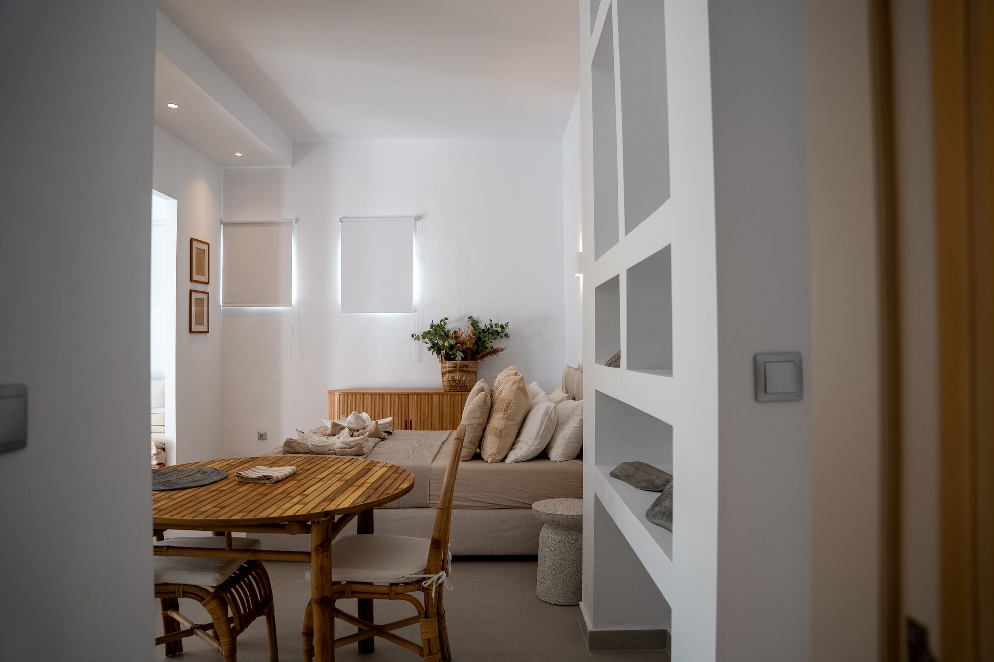 Wide view of the Rodos City suite living and dining area
